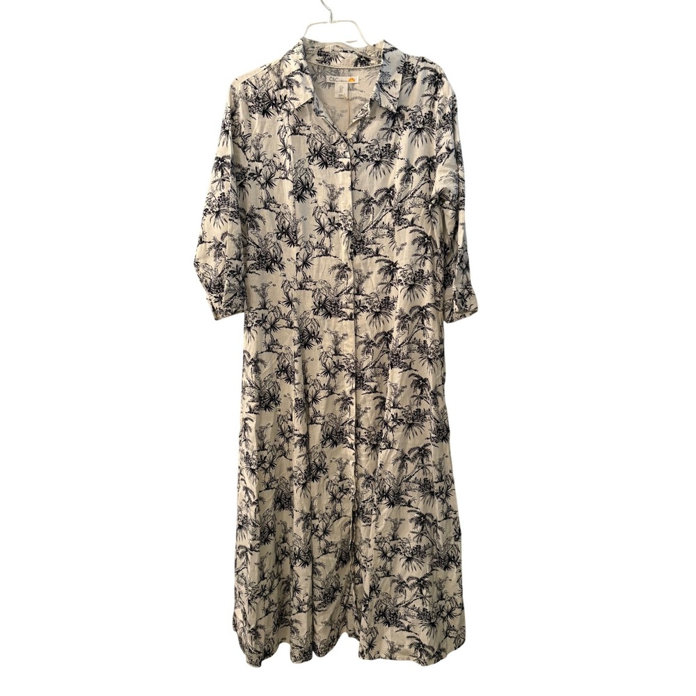 C&C California linen blend Maxi 3/4 Sleeve dress L Coastal Beach Large NWT